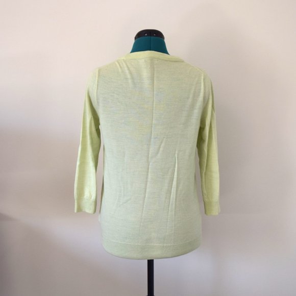 100% Merino Wool Spring Mint Green 3/4 Sleeve Sweater - Picture 3 of 6